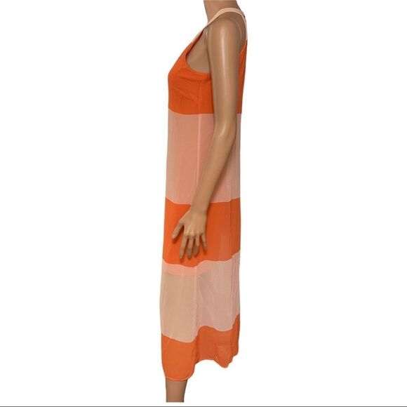 Cremieux Haltered Orange/Peach Stripe Dress Sz XS - Picture 2 of 10